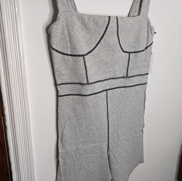 WEWOREWHAT Heather Grey Contrast Stitch Cotton Blend Corset Bodysuit NEW Size XL - Picture 5 of 7